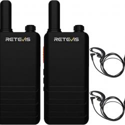 Talkie Walkie 2 Pcs pour Adultes Radio PMR446 VOX Mains Libres USB 2 Voies Batterie 1620 mAh Noir