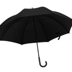 Parapluie noir 130 cm tissu résistant métal stable poignée crochet pratique design élégant