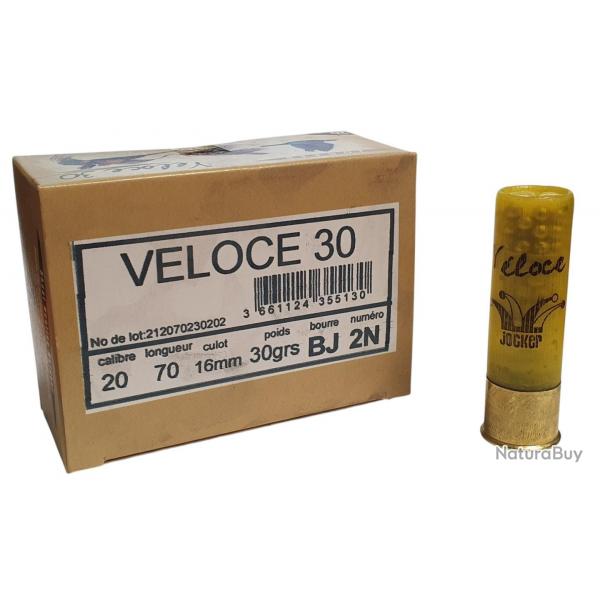BOITE DE 10 CARTOUCHES JOCKER VELOCE 30G BOURRE JUPE CAL.20/70 PLOMB 2 NICKEL