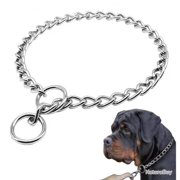 Collier de Dressage pour Chien Chane Mtal Rglable 45 cm Solide & Durable