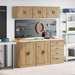 Armoires garage 6 pcs chêne artisanal bois d'ingénierie