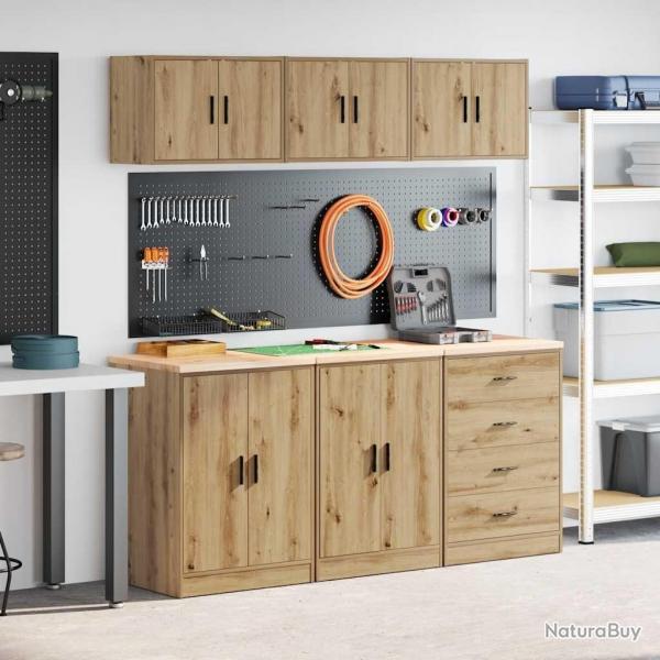 Armoires garage 6 pcs chne artisanal bois d'ingnierie