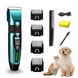 Tondeuse chien chat sans fil rechargeable silencieuse lame titane céramique Vert