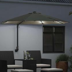 Parasol de jardin mural avec LEDs, beige, 248 cm.