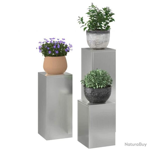Set de 3 supports de plantes d'extrieur en acier galvanis
