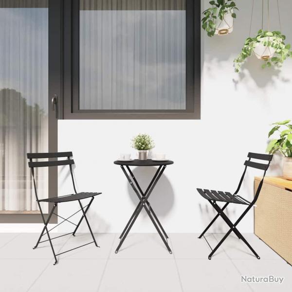 Chaises de jardin pliantes 2 pcs anthracite en acier