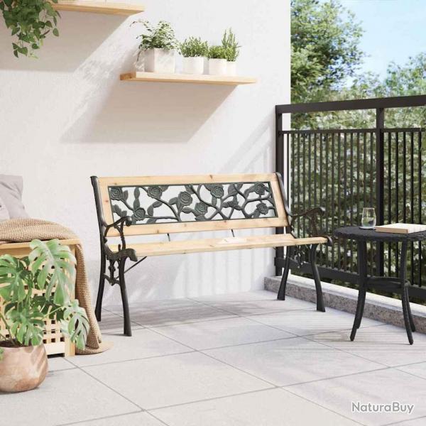 Banc de jardin avec dossier  motif de roses 116 cm en bois