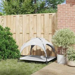Lit surélevé pour chien avec toit amovible gris argenté XL en acier