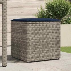 Coffre de rangement Gris et bleu marine Coussins en ratán et en tissu