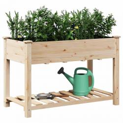 Jardinière avec étagère 115x59x76 cm en bois massif de sapin