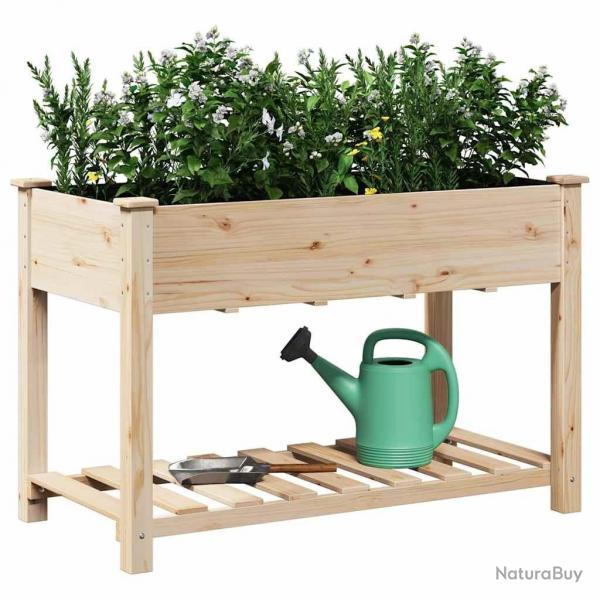 Jardinire avec tagre 115x59x76 cm en bois massif de sapin