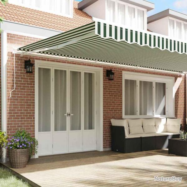 Tissu de remplacement de store vert et blanc pour cadre de 6x3 m