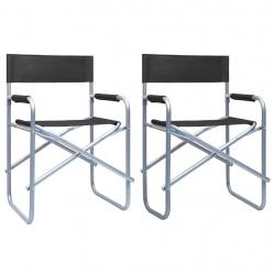 Chaises de metteur en scène lot de 2 Acier Noir