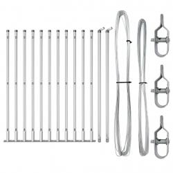 Ensemble de Pieux de Clôture avec Plaques de Base 13 pcs Argent
