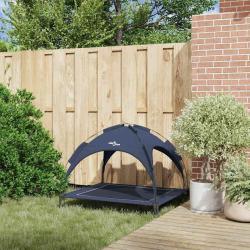 Lit pour chien surélevé avec toit amovible bleu marine XL en acier