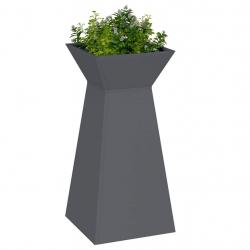 Jardinière sur pilier , bol anthracite 35x35x73 cm en acier.