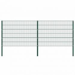 Panneau de clôture avec poteaux Fer 3,4 x 1,2 m Vert