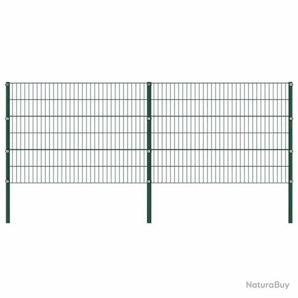 Panneau de clture avec poteaux Fer 3,4 x 1,2 m Vert