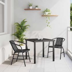 Set de salle à manger de jardin 3 pièces en rattan poly noir