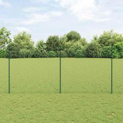 Clôture en maillon de chaîne avec 22 poteaux U Verte 1.4x25 m Acier