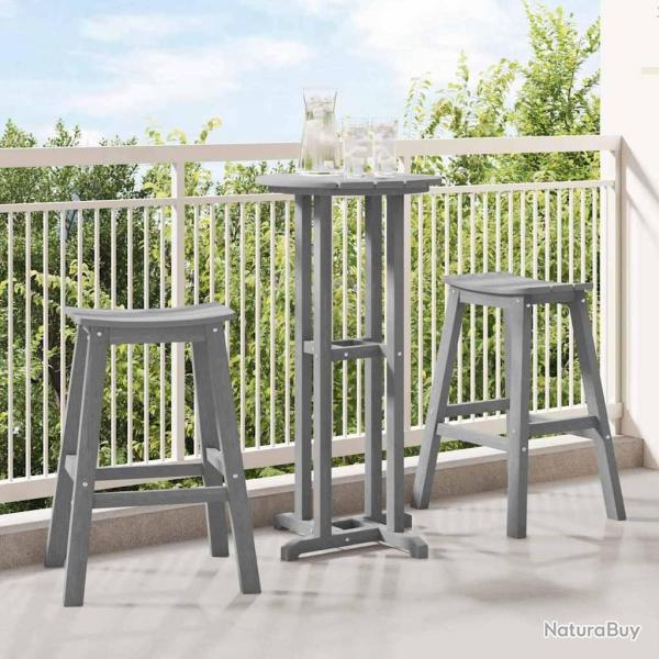 Ensemble de bar de jardin 3 pices gris clair HDPE