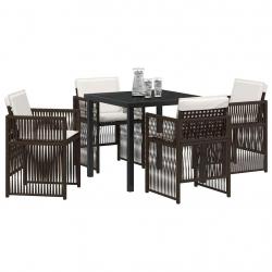 Ensemble de salle à manger de jardin marron 5 pcs Marron Acier