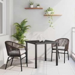 Ensemble de salle à manger de jardin de 3 pièces en poly rotin brun