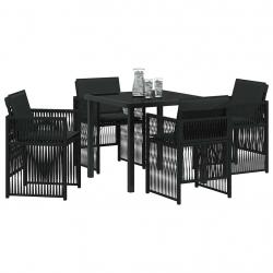 Ensemble de jardin 5 pièces avec coussins noirs en poly rattan