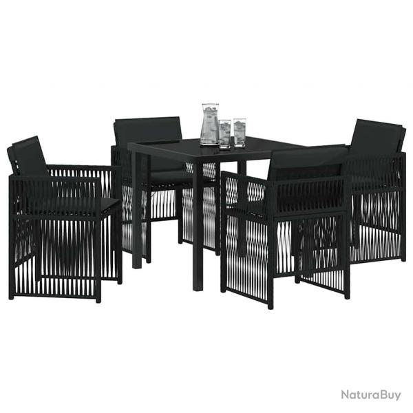 Ensemble de jardin 5 pices avec coussins noirs en poly rattan