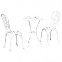 Ensemble de bistro de jardin 3 pièces en aluminium blanc