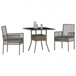 Ensemble de salle à manger de jardin 3 pièces en poly rattan gris