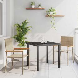 Ensemble de jardin 3 pièces beige en poly rattan