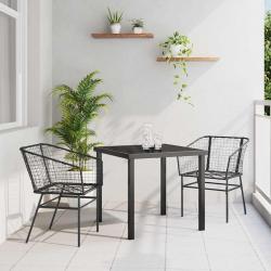 Ensemble de salle à manger de jardin , 3 pièces, noires en poly rattan.