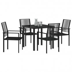 Ensemble de jardin 5 pièces en PVC noir en osier