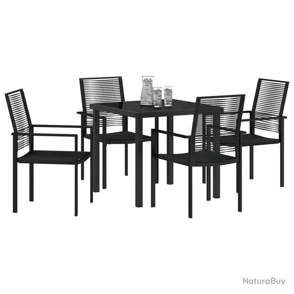 Ensemble de jardin 5 pices en PVC noir en osier