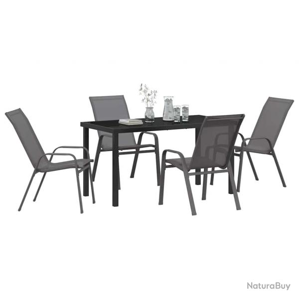 Ensemble de salle  manger de jardin 5 pices en gris Textilne et acier