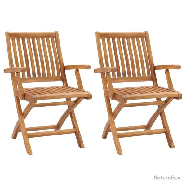 Chaises de jardin pliables lot de 2 Bois de teck massif