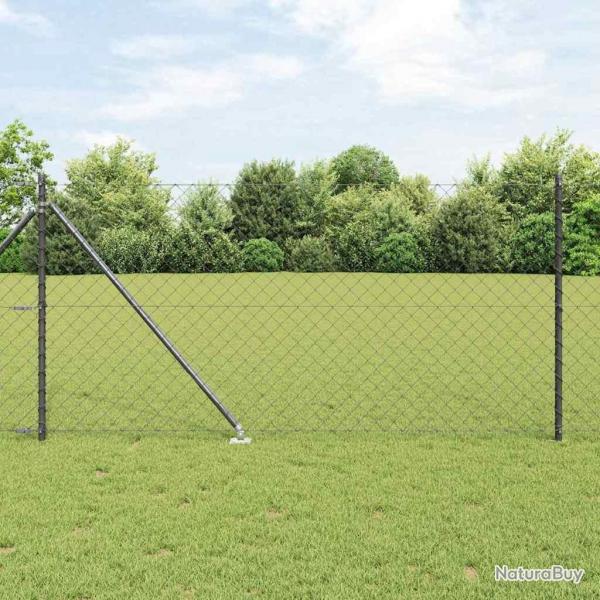 Jeu de Poteaux de Clture Gris 1 x 25 m Acier galvanis