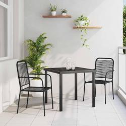 Ensemble de jardin 3 pièces en corde de coton noir et acier