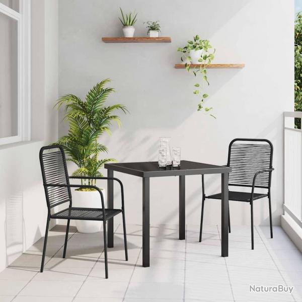 Ensemble de jardin 3 pices en corde de coton noir et acier