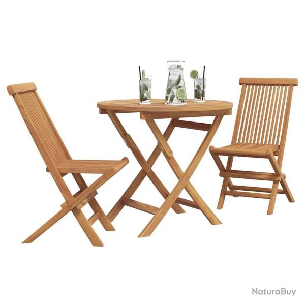 Set de bistro de jardin pliant en 3 pices en bois d'acacia massif