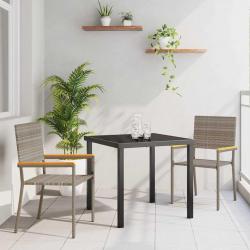 Ensemble de salle à manger de jardin 3 pièces en poly rotin gris