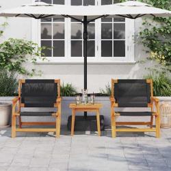 Set de 2 chaises de jardin noires 67x77x73 cm en Bois d'Acacia Massif