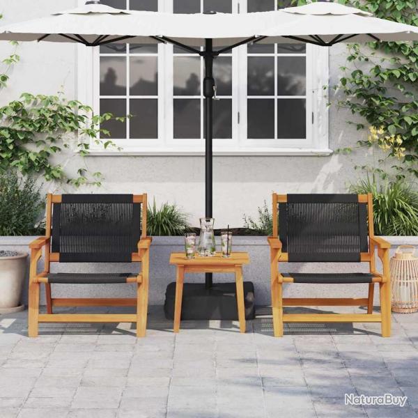 Set de 2 chaises de jardin noires 67x77x73 cm en Bois d'Acacia Massif