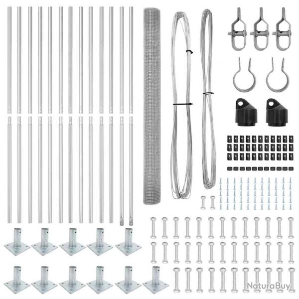 Clture en fil soud avec 13 poteaux  embout filet 1,5x25 m acier galvanis