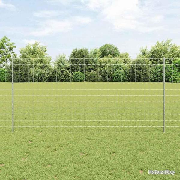 Clture Euro avec 22 poteaux en U Argent 1,2x25 m Acier