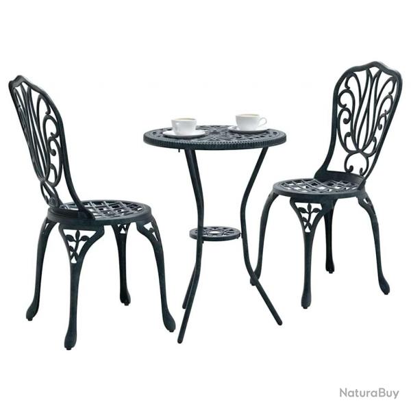Ensemble de jardin bistro 3 pices vert en aluminium style fonte