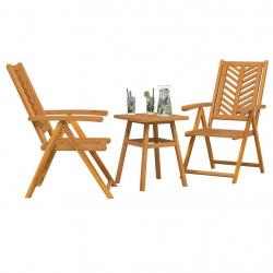 Ensemble bistro de jardin 3 pcs Marron Bois d'acacia massif