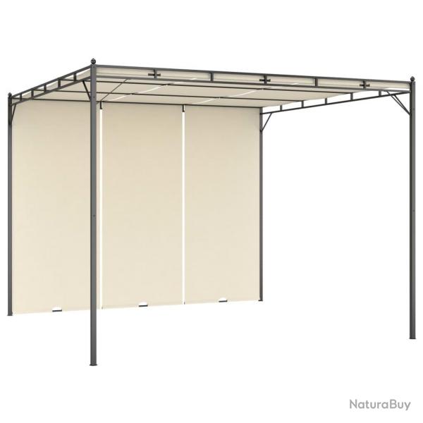 Belvdre de jardin avec rideau latral 3x3x2,25 m Crme