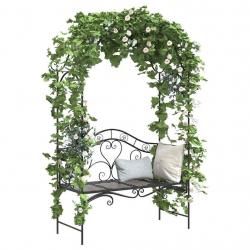 Banc d'extérieur noir Noir Métal Grand Détails décoratifs